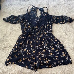 Maurices Navy Floral Print Romper